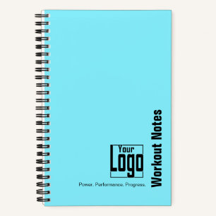 Minimaal Elektrisch-Blauw Zwart Logo Motto Workout Notitieboek