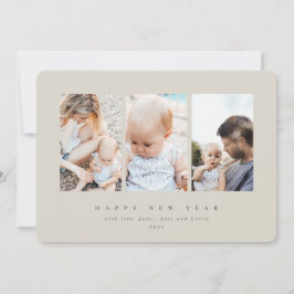 Minimaal Ellegant Drie Foto Gelukkig Nieuwjaar Feestdagenkaart