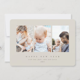 Minimaal Ellegant Drie Foto Gelukkig Nieuwjaar Feestdagenkaart
