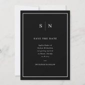 Minimaal en Chic Black met witte rand en foto Save The Date (Voorkant)