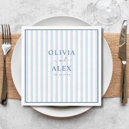 Minimaal en Chic Blauw Frans Persoonlijk Huwelijk Servet