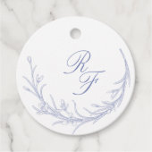 Minimaal en Chic Blue Wedding Monogrammen Klassiek Bedankjes Labels (Voorkant)