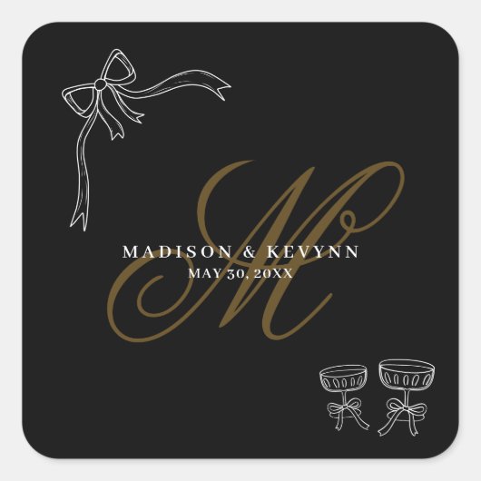 Minimaal en Chic | Boog Bruiloft Vierkante Sticker (Voorkant)