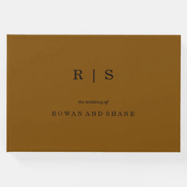 Minimaal en Chic Brown | Black Font Wedding Guest Gastenboek
