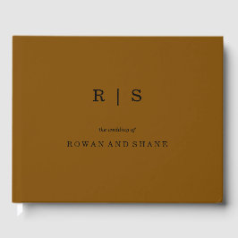 Minimaal en Chic Brown | Black Font Wedding Guest Gastenboek