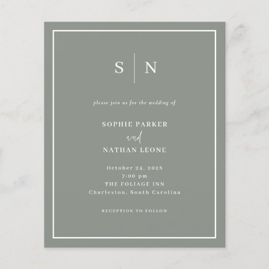 Minimaal en Chic Budget QR Code Huwelijksuitnodigi (Voorkant)