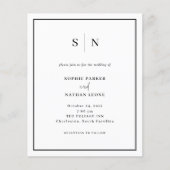 Minimaal en Chic Budget QR Code Huwelijksuitnodigi (Voorkant)