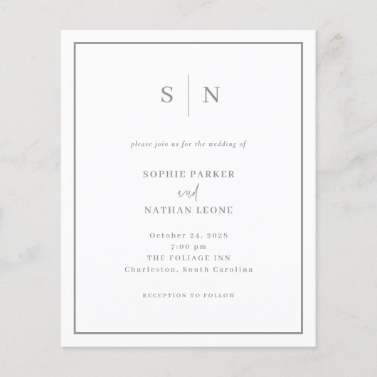 Minimaal en Chic Budget QR Code Huwelijksuitnodigi (Voorkant)