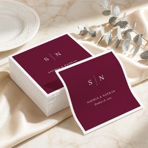 Minimaal en Chic Burgundy Trouwen Servet