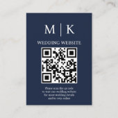 Minimaal en Chic |Donker Navyblauwe QR Code Trouwd Informatiekaartje (Voorkant)
