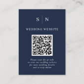 Minimaal en Chic | Donkere marineblauw QR-code bru Informatiekaartje (Voorkant)