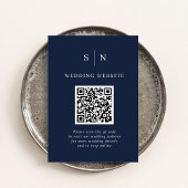Minimaal en Chic | Donkere marineblauw QR-code bru Informatiekaartje