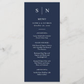 Minimaal en Chic | Donkere marinesblauwe bruiloft Menu (Voorkant)