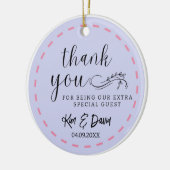 Minimaal en Chic Dusty Blue Dank je toevoegen naam Keramisch Ornament (Links)