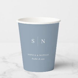 Minimaal en Chic | Dusty Blue en White Wedding Papieren Bekers