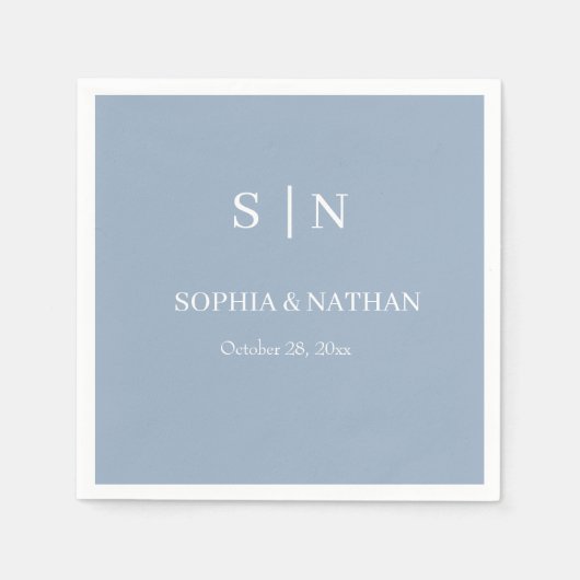 Minimaal en Chic | Dusty Blue en White Wedding Servet (Voorkant)
