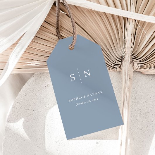 Minimaal en Chic | Dusty Blue Wedding Cadeaulabel
