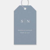 Minimaal en Chic | Dusty Blue Wedding Cadeaulabel (Voorkant)