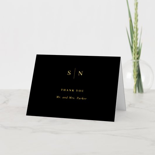 Minimaal en Chic | Elegant Monogram Hartelijk dank Folie Wenskaart (Voorkant)