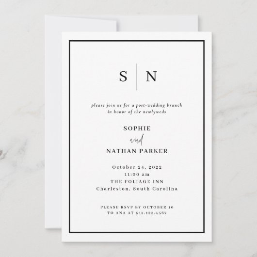 Minimaal en Chic | Elegant Post-Wedding Brunch Kaart (Voorkant)