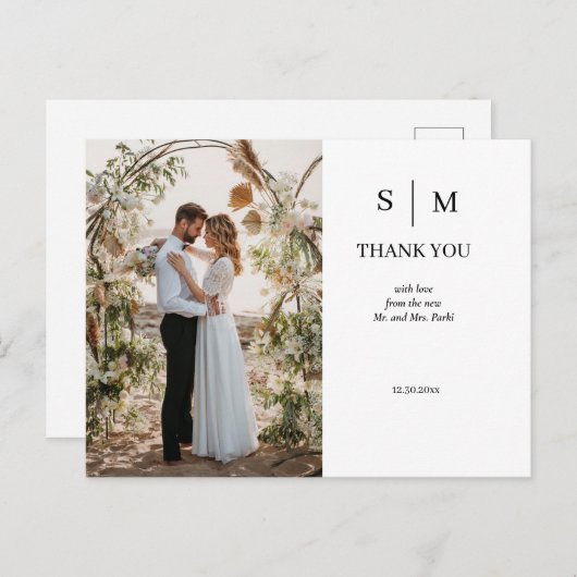 Minimaal en Chic | Foto bruiloft Hartelijk dank Briefkaart (Voorkant / Achterkant)