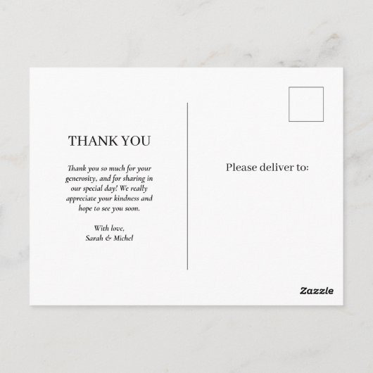 Minimaal en Chic | Foto bruiloft Hartelijk dank Briefkaart (Achterkant)