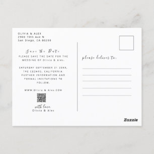 Minimaal en Chic Foto Huwelijk Save The Date Briefkaart