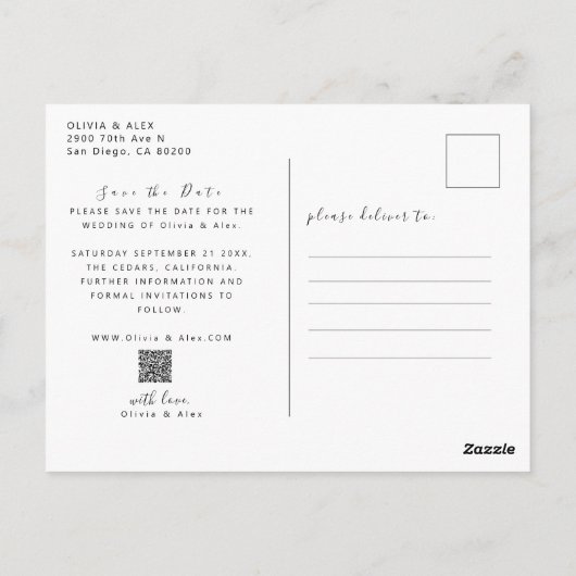 Minimaal en Chic | Foto Huwelijk Save The Date Briefkaart (Achterkant)