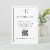 Minimaal en Chic | Foto QR Code Weddenschap Save The Date (Staand voorkant)