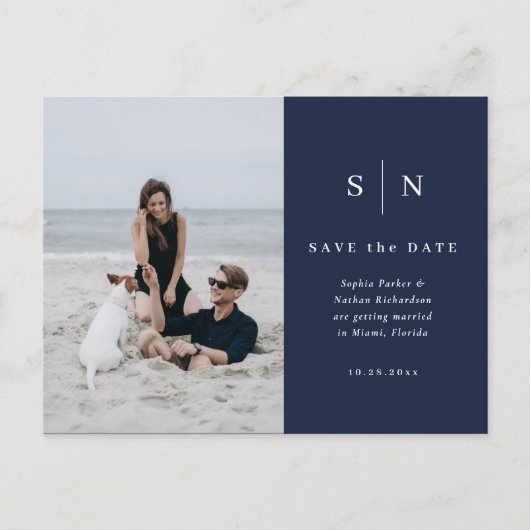 Minimaal en Chic | Foto Wedding Save the Date Briefkaart (Voorkant)