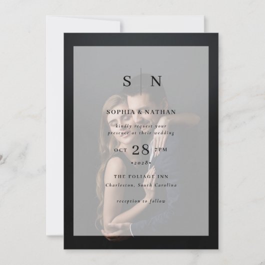 Minimaal en Chic | Geframed Overlay Wedding met fo Kaart (Voorkant)