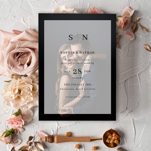 Minimaal en Chic | Geframed Overlay Wedding met fo Kaart