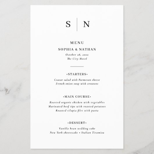 Minimaal en Chic | Menu Zwart-witbruiloft (Voorkant)