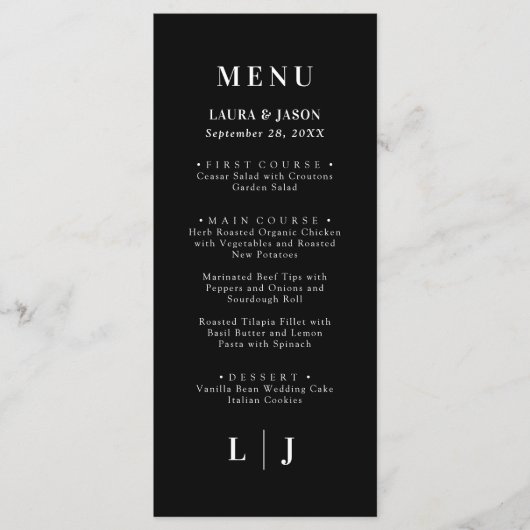 Minimaal en Chic | Menu Zwart-witbruiloft (Voorkant)