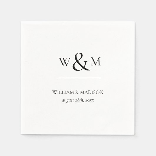 Minimaal en Chic Monogram Wedding Napkins Servet (Voorkant)