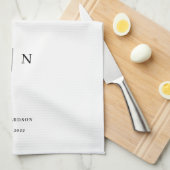 Minimaal en Chic | Monogram zwart-wit Theedoek (Quarter Fold)