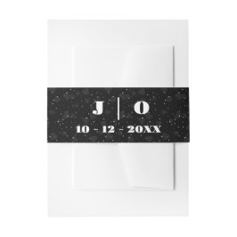 Minimaal en Chic | Monogram zwart-wit Uitnodigingen Wikkel