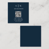 Minimaal en Chic | Navy Blauwe en Witte QR Code Informatiekaartje (Voorkant / Achterkant)