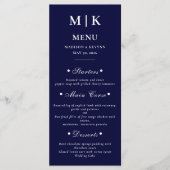 Minimaal en Chic | Navy Blue en White Wedding Menu (Voorkant)