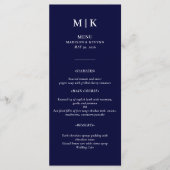 Minimaal en Chic | Navy Blue en White Wedding Menu (Voorkant)