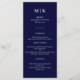 Minimaal en Chic | Navy Blue en White Wedding Menu