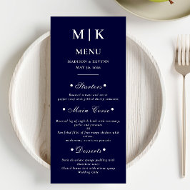 Minimaal en Chic | Navy Blue en White Wedding Menu