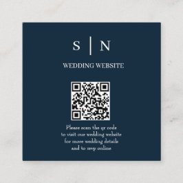 Minimaal en Chic | Navy Blue en Witte QR Code Informatiekaartje