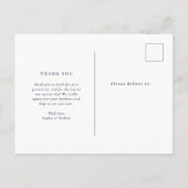Minimaal en Chic Navy Blue Photo Wedding Hartelijk Briefkaart (Achterkant)