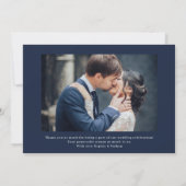 Minimaal en Chic | Navy Blue Two Photo Wedding Bedankkaart (Achterkant)