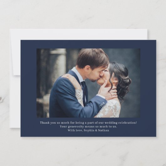 Minimaal en Chic | Navy Blue Two Photo Wedding Bedankkaart (Achterkant)
