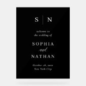 Minimaal en Chic | Onthaal donkerzwart huwelijk Acryl Bord (Voorkant)