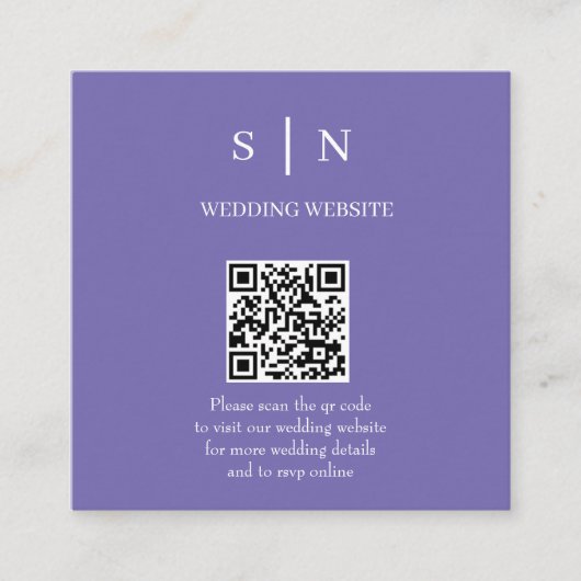 Minimaal en Chic | Paarse en Witte QR-code Informatiekaartje (Voorkant)