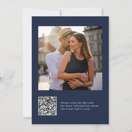 Minimaal en Chic | QR-code van Engagement Party Kaart (Achterkant)