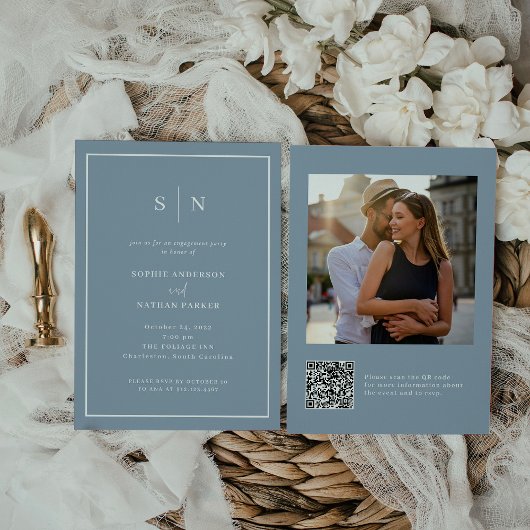 Minimaal en Chic | QR-code van Engagement Party Kaart